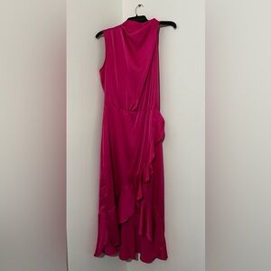 Chic One Shoulder Fuchsia Dress